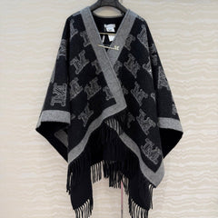 MAX MARA 25S FRINGED KNIT CAPE 163