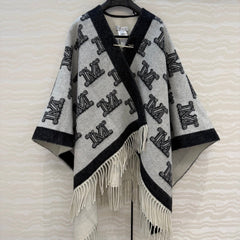 MAX MARA 25S FRINGED KNIT CAPE 164