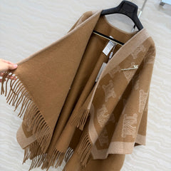 MAX MARA 25S FRINGED KNIT CAPE 166