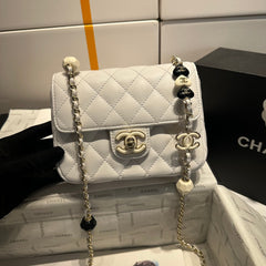 23P Flap Bag 16cm Grey Calfskin Siver Hardware