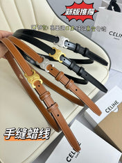 SMALL TRIOMPHE BELT 18 MM BLACK LEATHER GOLD HARDWARE