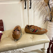 GUCCI 26S SNEAKER IN BROWN SUEDE CRYSTAL EMBELLISHED