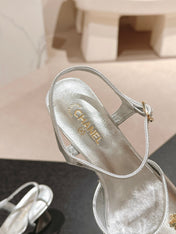 HIGH HEELS SANDAL IN SILVER LAMBSKIN