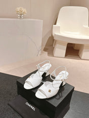 HIGH HEELS SANDAL IN WHITE LAMBSKIN