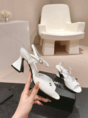 HIGH HEELS SANDAL IN WHITE LAMBSKIN