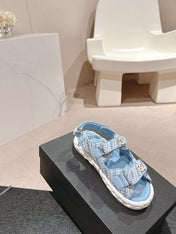 CC DAD SANDALS IN LIGHT BLUE CALFSKIN
