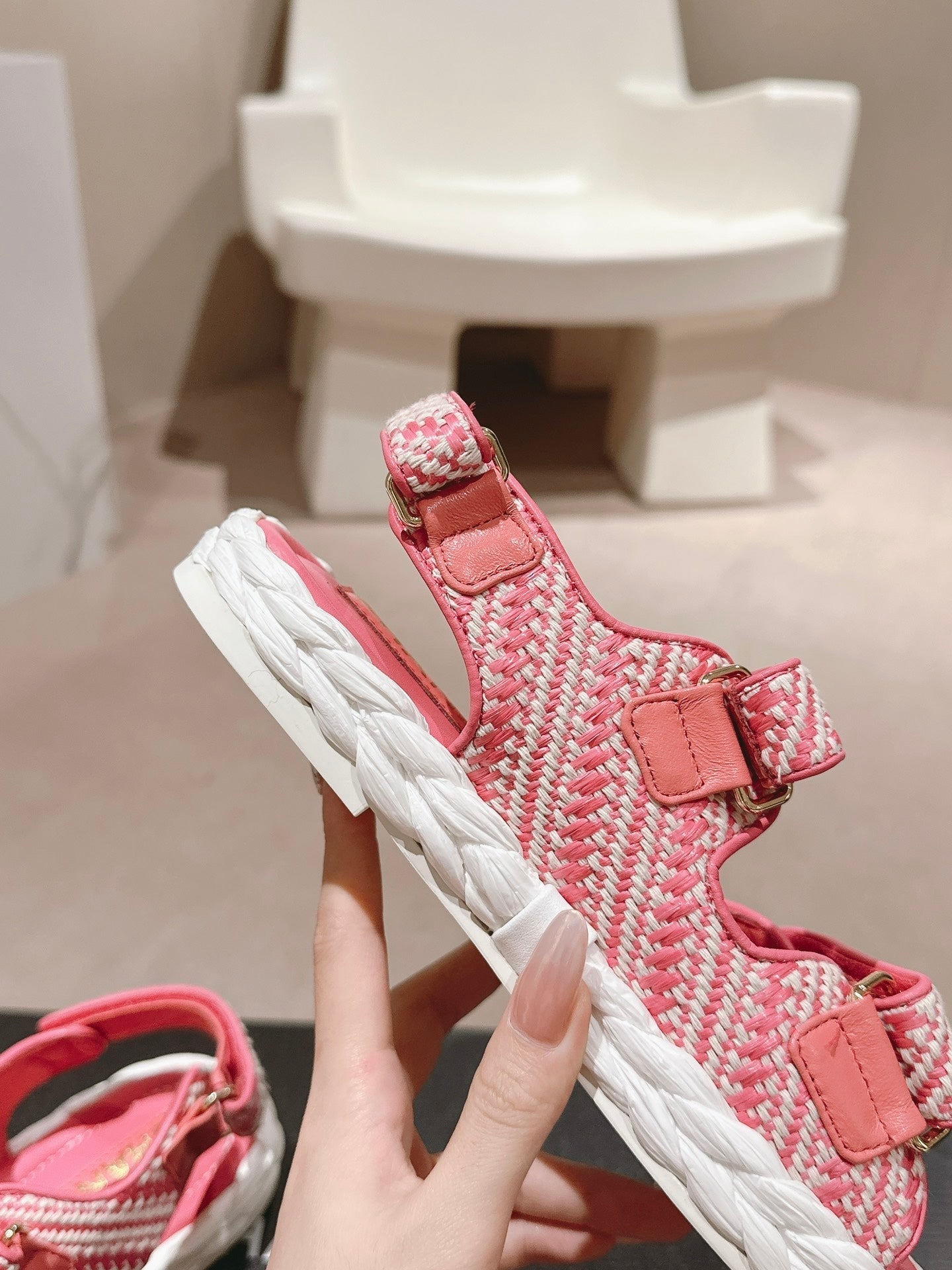 CC DAD SANDALS IN BLUSH PINK CALFSKIN