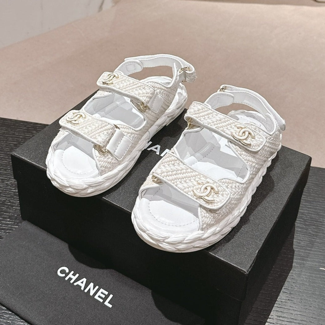 CC DAD SANDALS IN WHITE CALFSKIN