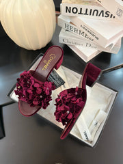 MID HEEL 45 MM MULE IN PLUM PURPLE VELVET