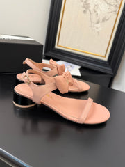 FLAT SANDALS 5 MM IN PEACH PINK CALFSKIN