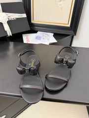 FLAT SANDALS 5 MM IN BLACK CALFSKIN