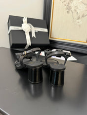 MID HEEL 45 MM SANDALS IN BLACK CALFSKIN