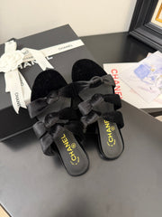 CC 25C Three Strap Mule Black Velvet fabric 233559