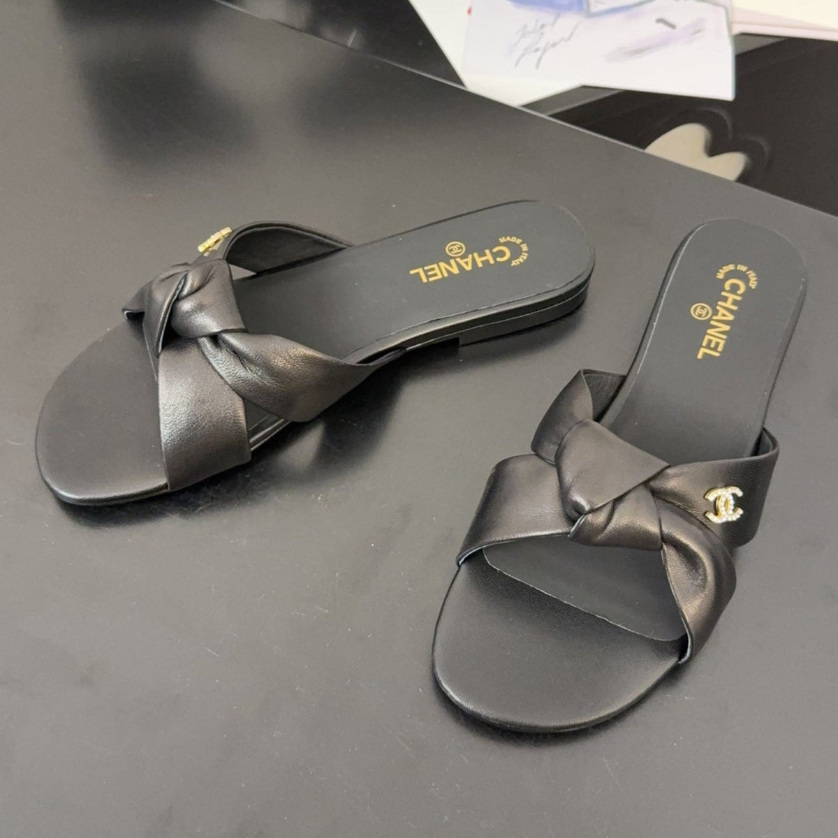 LACE MULE 2 CM IN BLACK LAMBSKIN