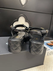 THICK-SOLED SANDALS 55 MM IN BLACK CALFSKIN