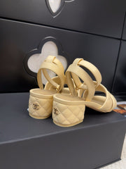 25C Sandal 45mm Open Heel Beige Lambskin 233490