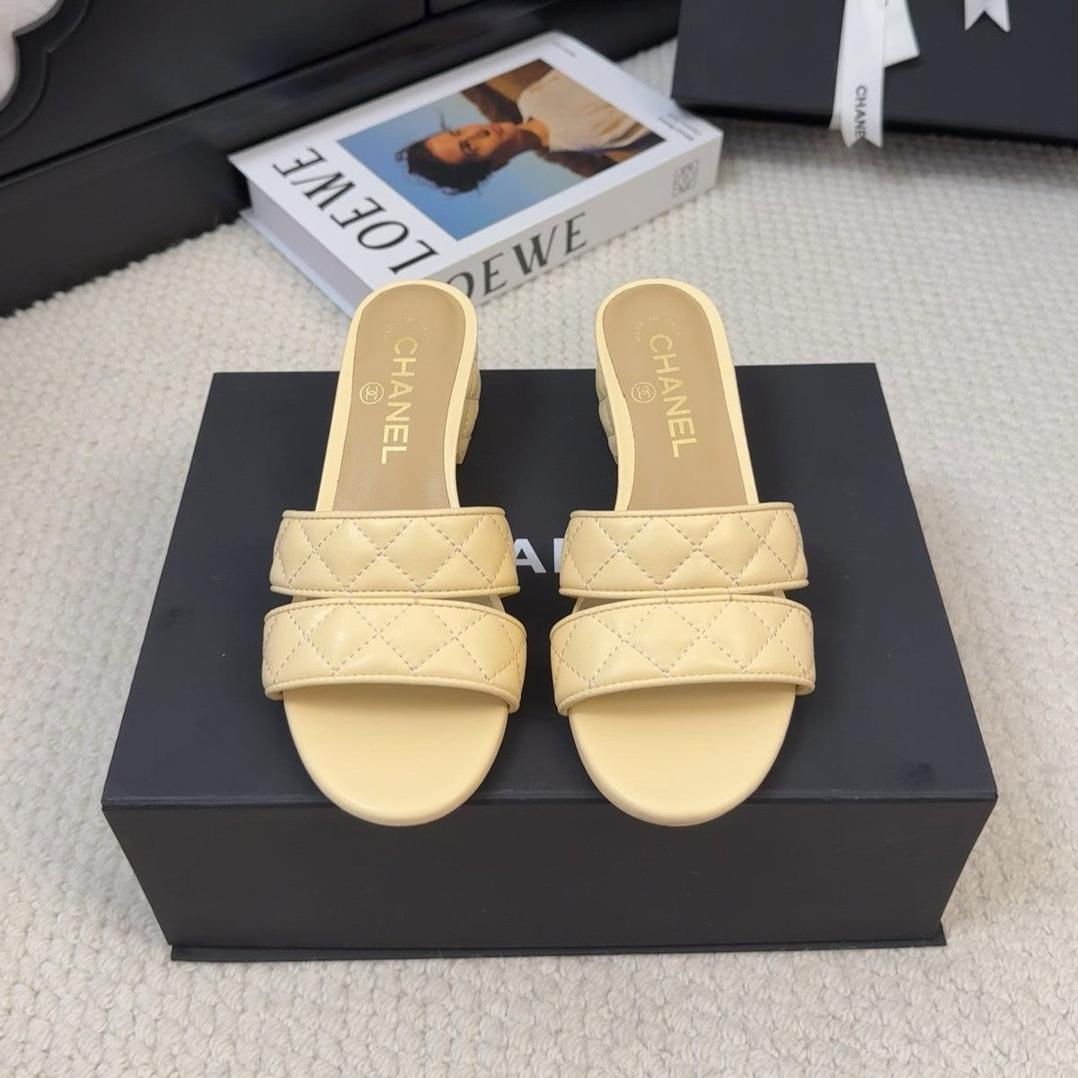 CC 25C Mule Sandal 45mm Open Heel Beige Lambskin 233493