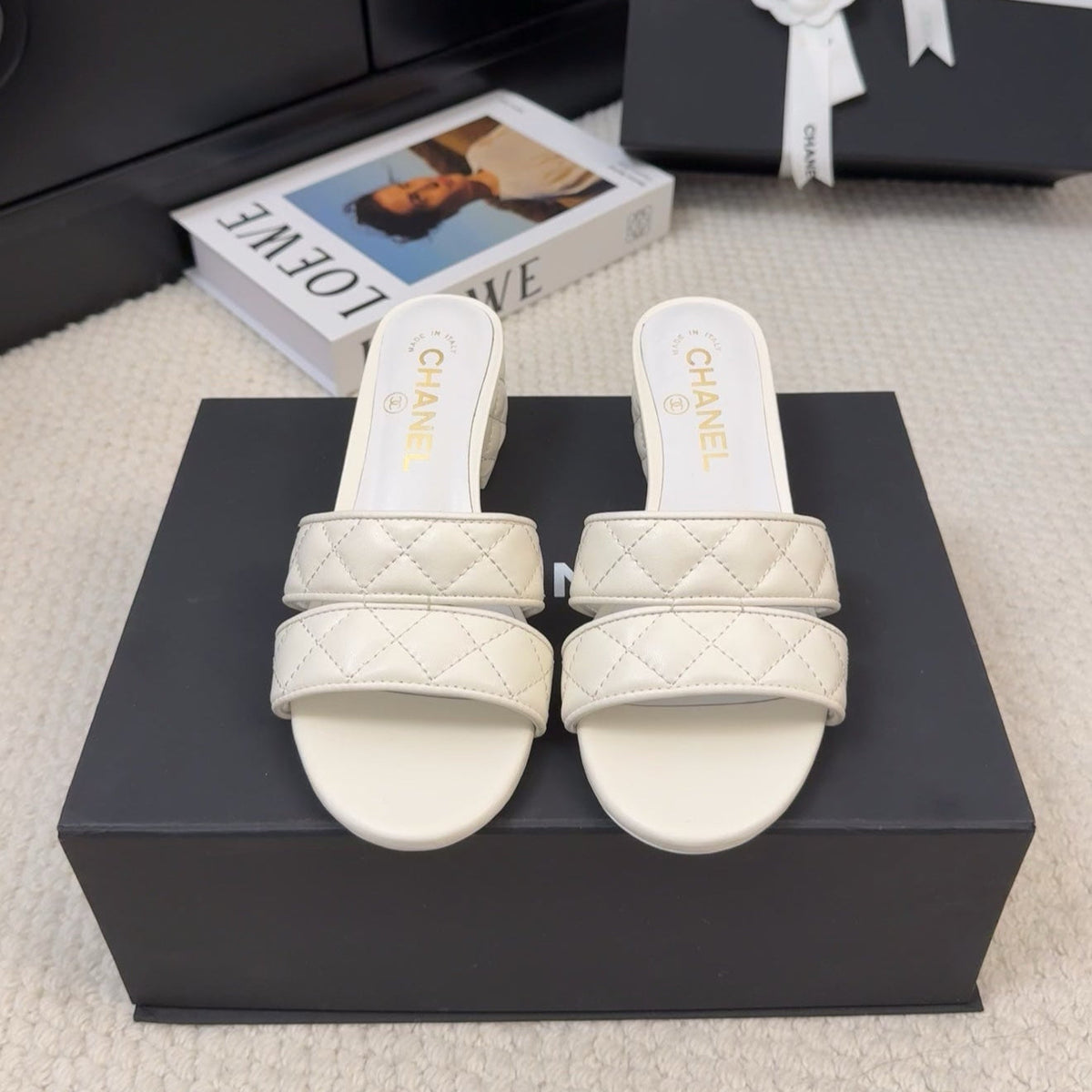 CC 25C Mule Sandal 45mm Open Heel White Lambskin 233495