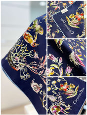 DIOR REVERSIBLE PRINTED SQUARE SCARF 90 CM IN NAVY BLUE SILK 735869