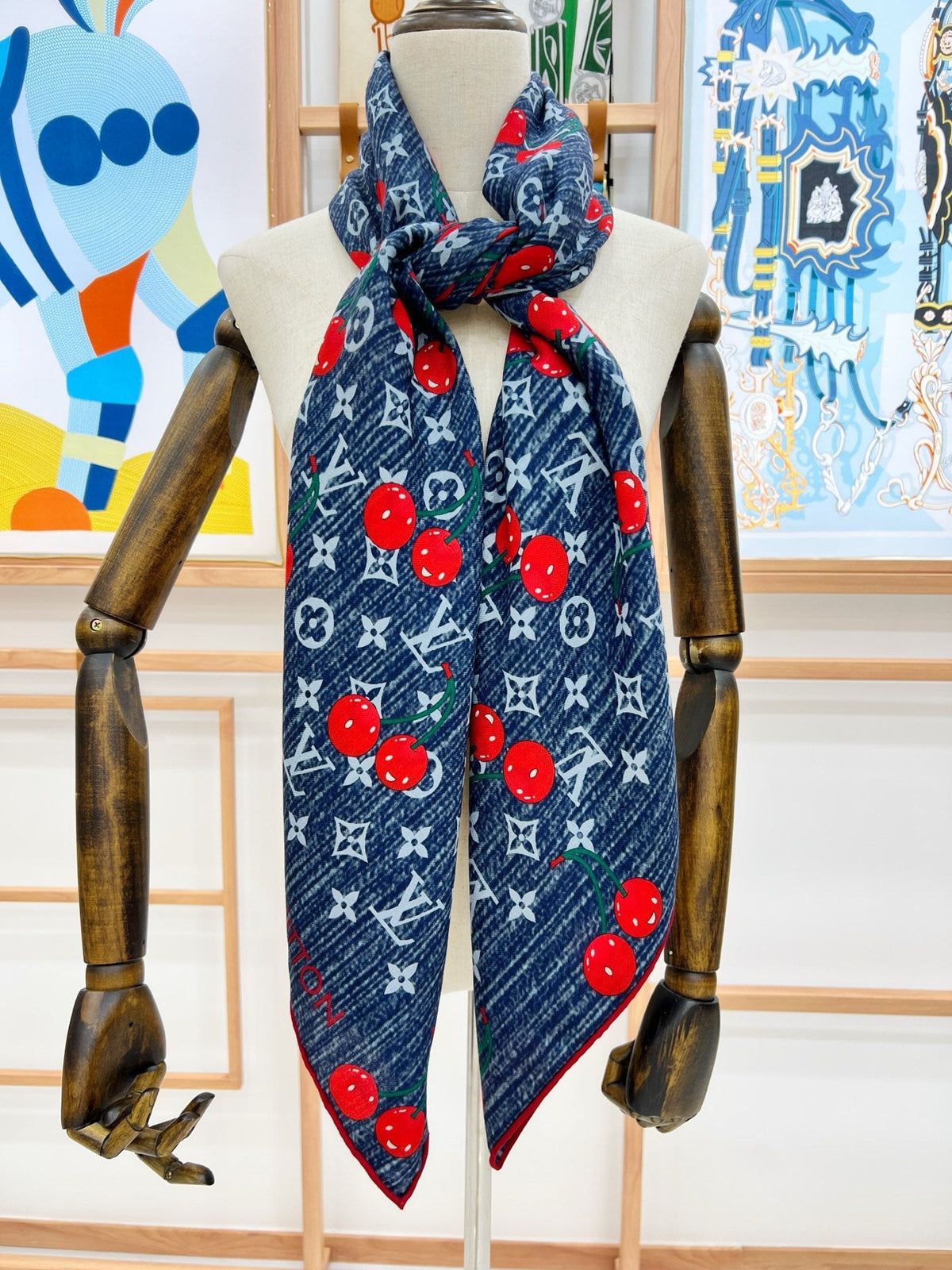 LV SCARF 135 CM IN WOOL MIX SILK 735872
