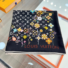 LV SCARF 135 CM IN WOOL MIX SILK 715459