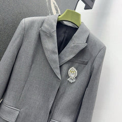 Gucci Suit Jacket Gray Polyester Fiber