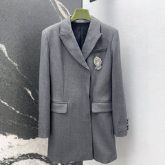 Gucci Suit Jacket Gray Polyester Fiber