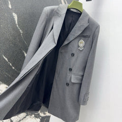 Gucci Suit Jacket Gray Polyester Fiber