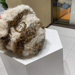 BUCKET HAT IN BROWN MIX WHITE FLEECE 412797