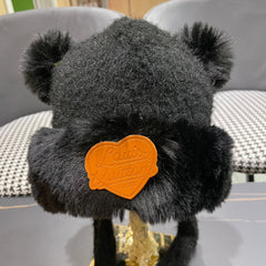 BEANIE HAT IN BLACK WOOL AND LAMB FUR 427792