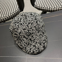 BAKER BOY CAP IN BLACK MIX WHITE FABRIC 431519