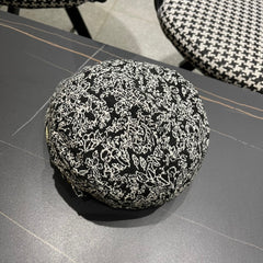 BAKER BOY CAP IN BLACK MIX WHITE FABRIC 431519