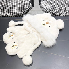 THREE-PIECE SET IN WHITE FLEECE AND WOOL 433195