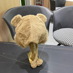 BEANIE HAT IN CAMEL BROWN FLEECE AND WOOL 433163