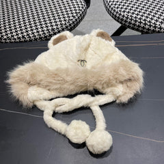 BEANIE HAT IN WHITE LINEN FLEECE AND WOOL 433165