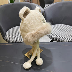 BEANIE HAT IN WHITE LINEN FLEECE AND WOOL 433165