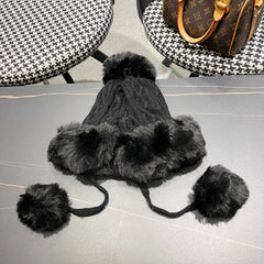 DEERSTALKER HAT IN BLACK WOOL AND FLEECE 434696