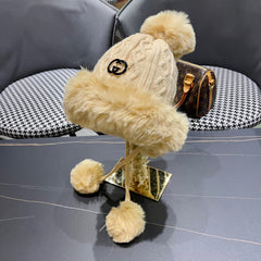 DEERSTALKER HAT IN COOKIE TAN WOOL AND FLEECE 434697