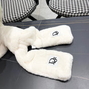 PLUSH WARM HAT IN WHITE RABBIT FUR WITH FOX EARS 439587