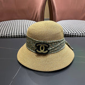 CHANEL 26S FLORAL RIBBON STRAW CLOCHE HAT 335747
