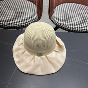 CHANEL 26S CHIFFON BOW & PEARL STRAW CLOCHE HAT 335758