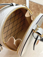 MINI BOITE CHAPEAU 13 IN WHITE MONOGRAM PERFORATED CALFSKIN