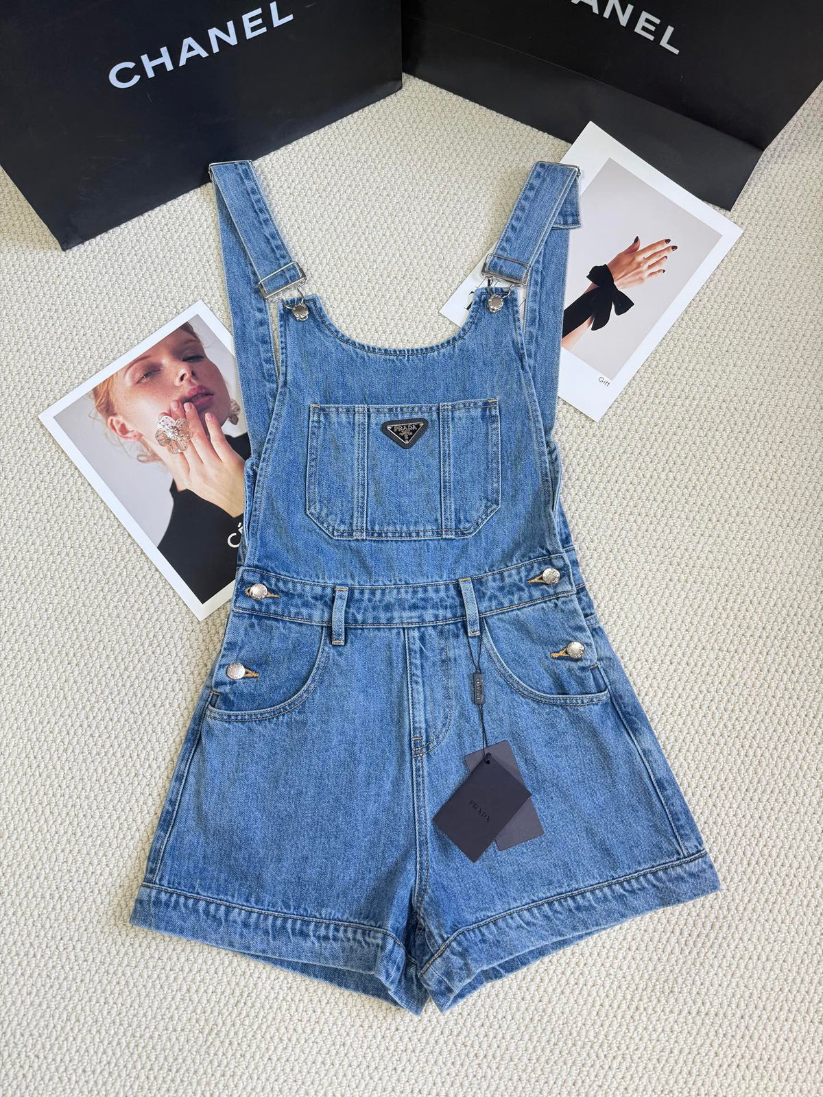 PRADA DENIM SHORT OVERALLS STYLE 188