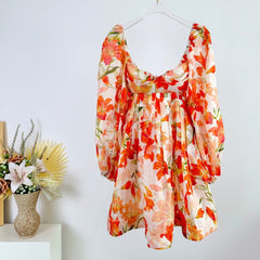 LANTERN SLEEVE MINI DRESS 25S IN SILK 266357