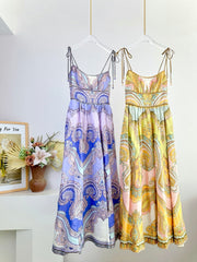 SPAGHETTI STRAP PRINTED MAXI DRESS
