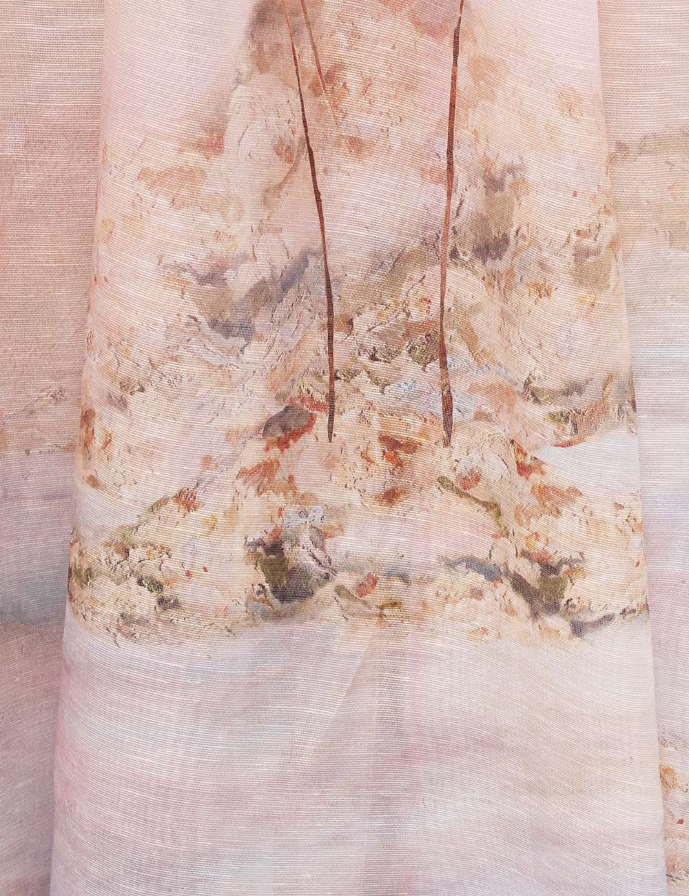 ZIMMER SILK MIDI DRESS IN PASTEL BLUE-GREEN AND LIGHT PURPLE