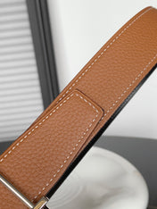 HM REVERSIBLE BLACK AND BRONZE BROWN LEATHER STRAP 32 MM SILVER HARDWARE
