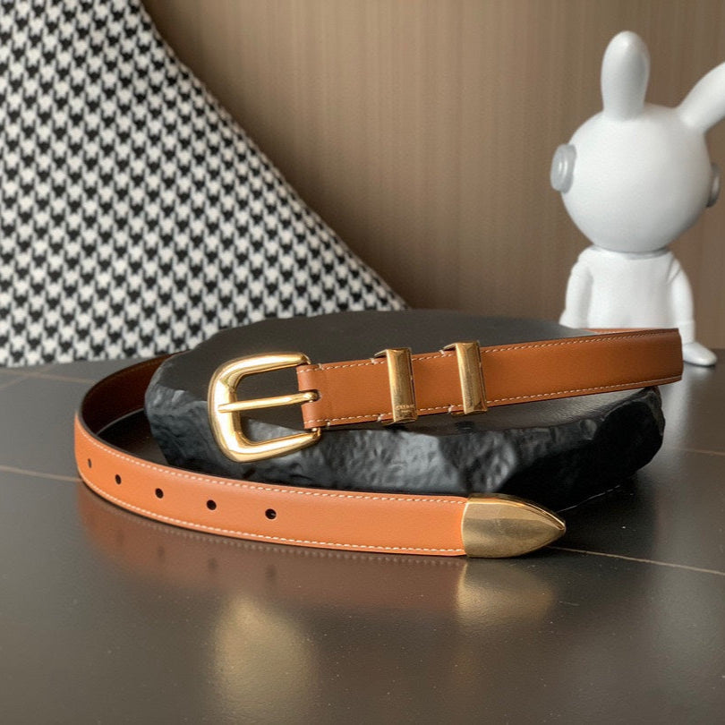 Medium Western Belt 25mm In Brown Calfskin Ghw