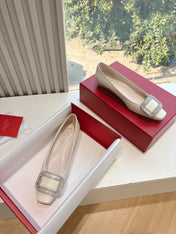 BELLE VIVIER BALLERINAS IN PARCHMENT BEIGE SMOOTH LAMBSKIN