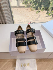 PUNK BALLET FLAT IN CAMEL BEIGE MIX BLACK SUPPLE CALFSKIN